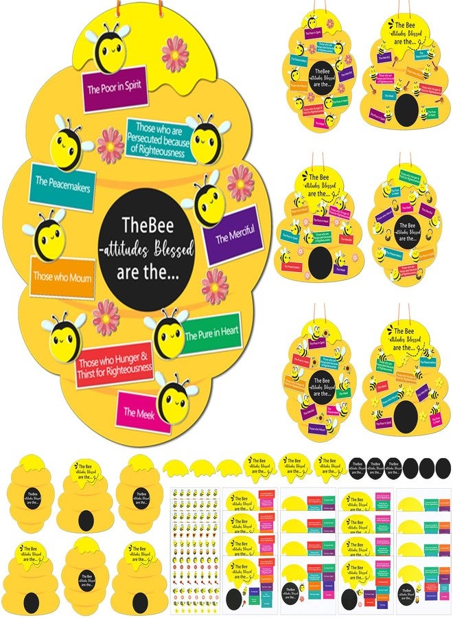 Memorywuu 24 Sets Bee Attitude Sign Craft Kit Beatitudes VBS Sunday School Craft Bee Religious Crafts DIY Christian Bible Kit for Preschool Classroom Home Church School Activities Party Supplies - Image 1